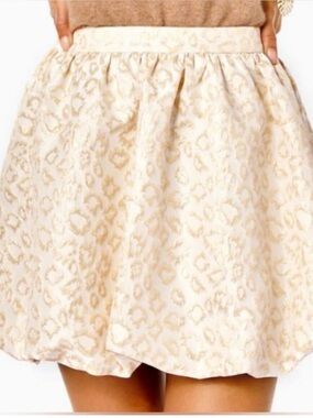 Cream/Metallic Leopard Jacquard Bubble Skirt - Elegant Neutral Print
